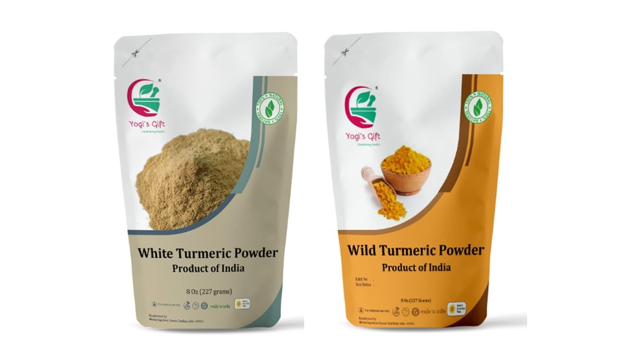 YOGI’S GIFT – Celebrating health White Turmeric Powder + Wild Turmeric Powder Bundle, Powder, 16