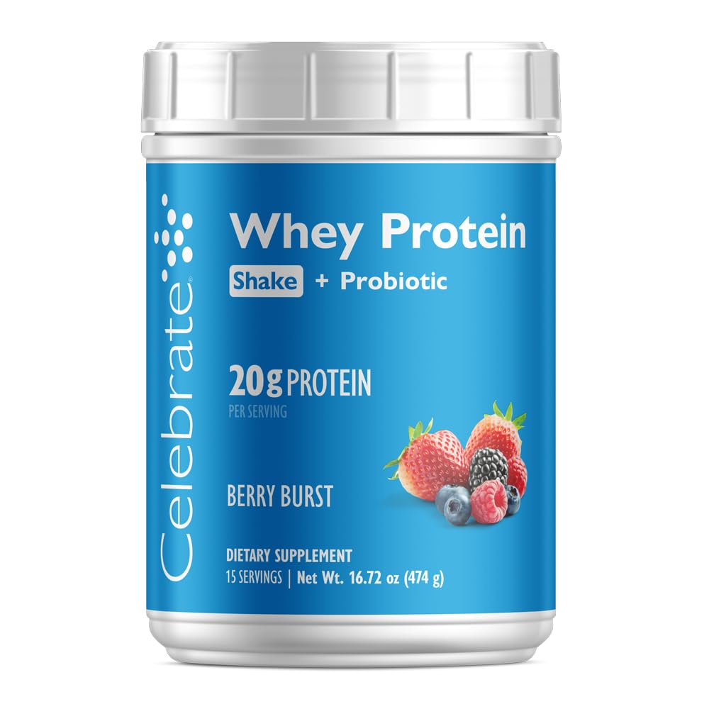 Celebrate Bariatric Supplements Rebuild Protein Powder with Probiotics & Prebiotics, 20g Whey Isolate Protein, Berry Burst, 1.11 lb