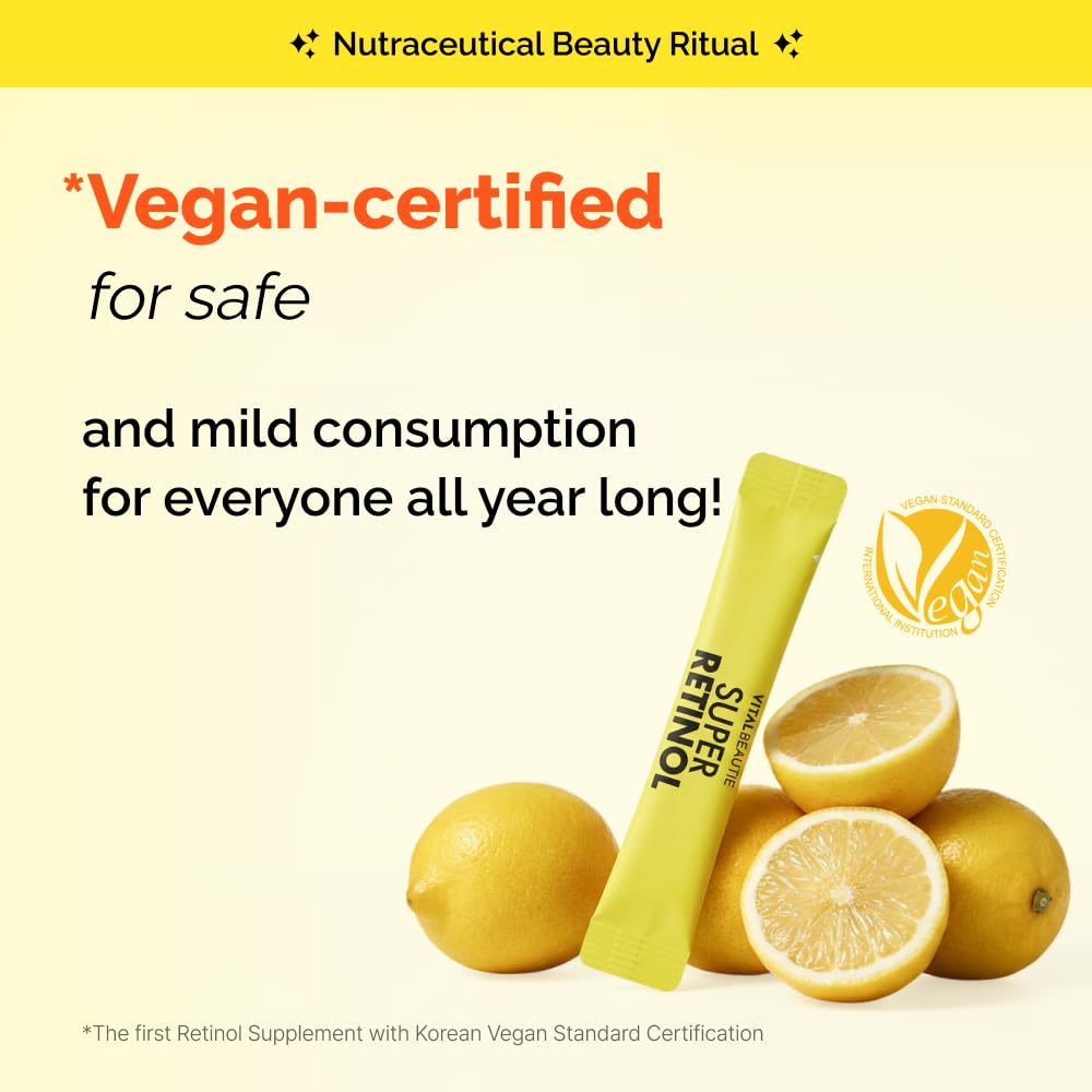 VITALBEAUTIE Super Retinol - Ingestible Liposomal Retinol & Vitamin C 1000mg Powder, 30 Packets