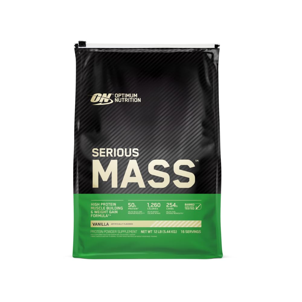Optimum Nutrition Serious Mass Weight Gainer Protein Powder Vanilla 192 Servings