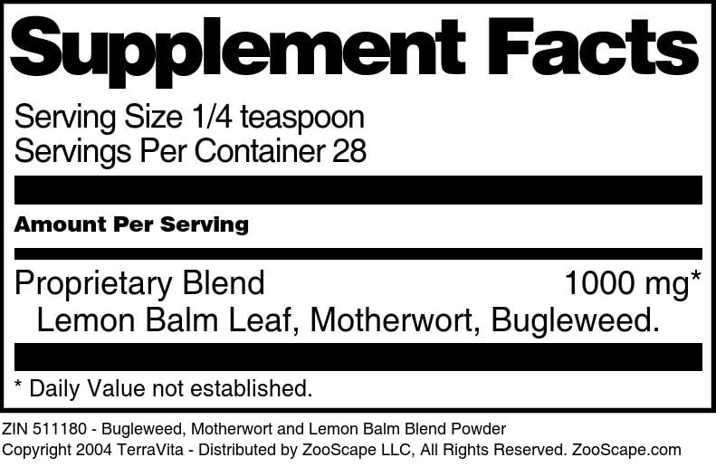 Terravita Thyroid Support Powder with Bugleweed, Motherwort and Lemon Balm, 1 Ounce