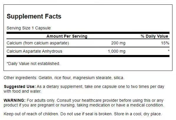 Swanson Calcium Aspartate Capsules 180