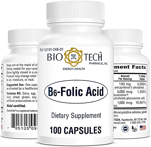Bio-Tech Pharmacal B6-Folic Acid Capsules, 100 Capsules