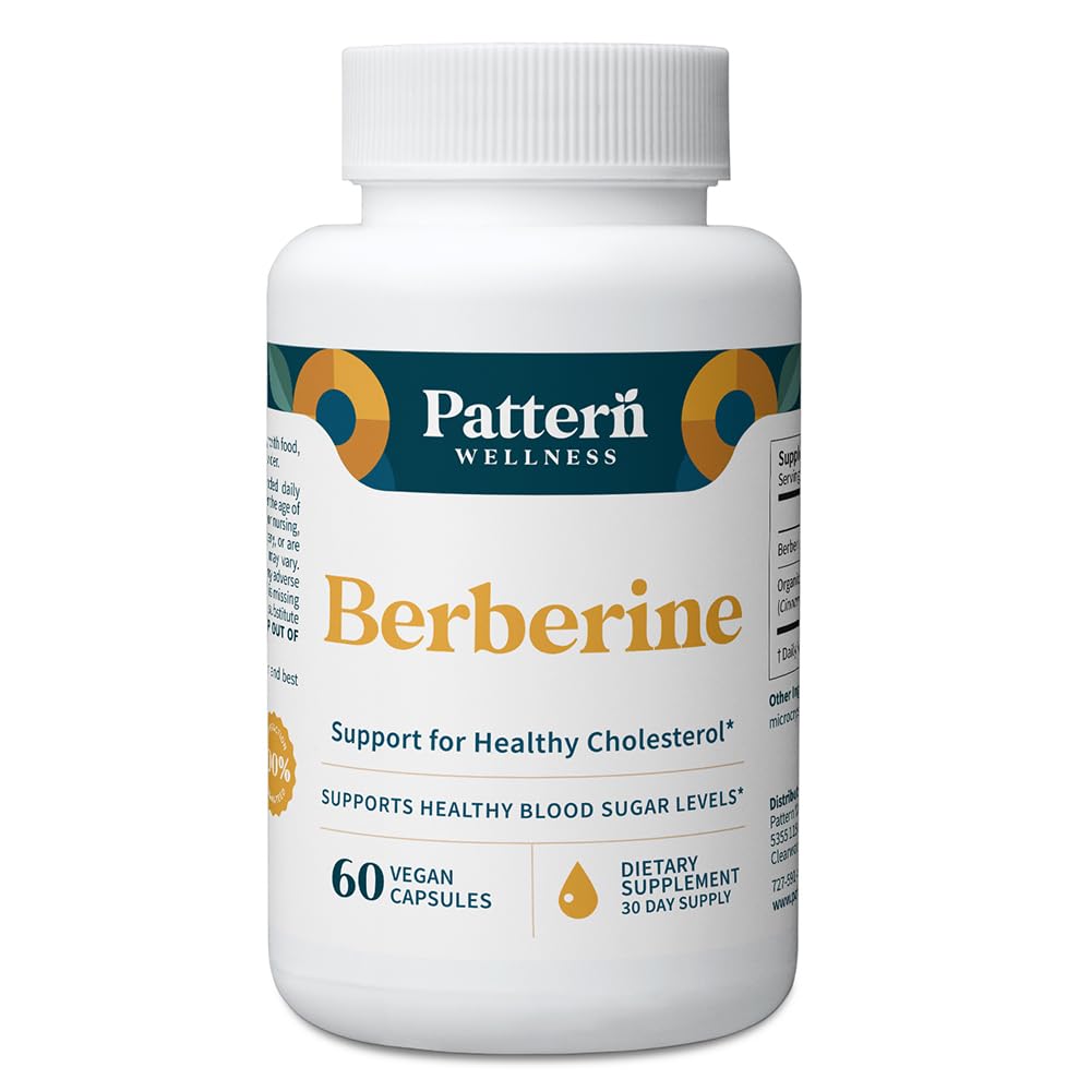 Pattern Wellness Berberine Supplement with Organic Ceylon Cinnamon Capsules, 60 Count