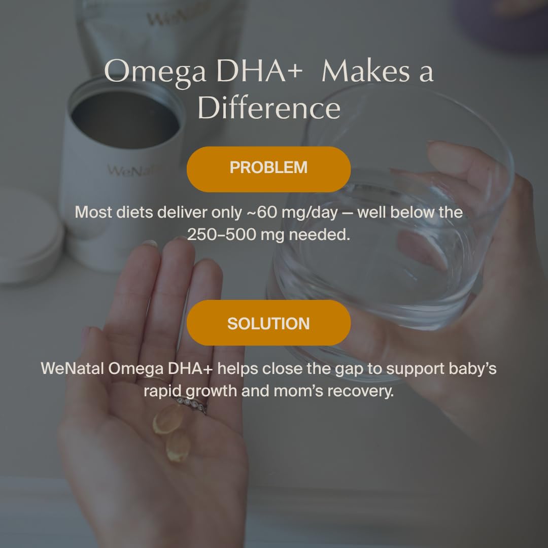 WeNatal Omega DHA+ Fish Oil Supplement Softgels with 600mg DHA, EPA, DPA, 60 Softgels