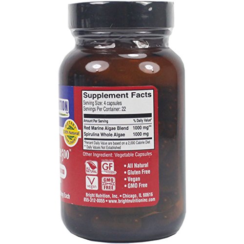 Bright Nutrition Red Marine Algae 500 - Gigartina & Dumontacea Capsules, 90 Count