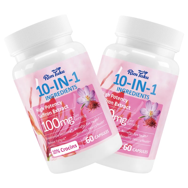 RimTuku Saffron Extract - Organic Saffron Supplements for Women and Men, 177mg, Minimum 10% Crocins for Mood & Energy, Vision & Heart Support, 120 Capsules