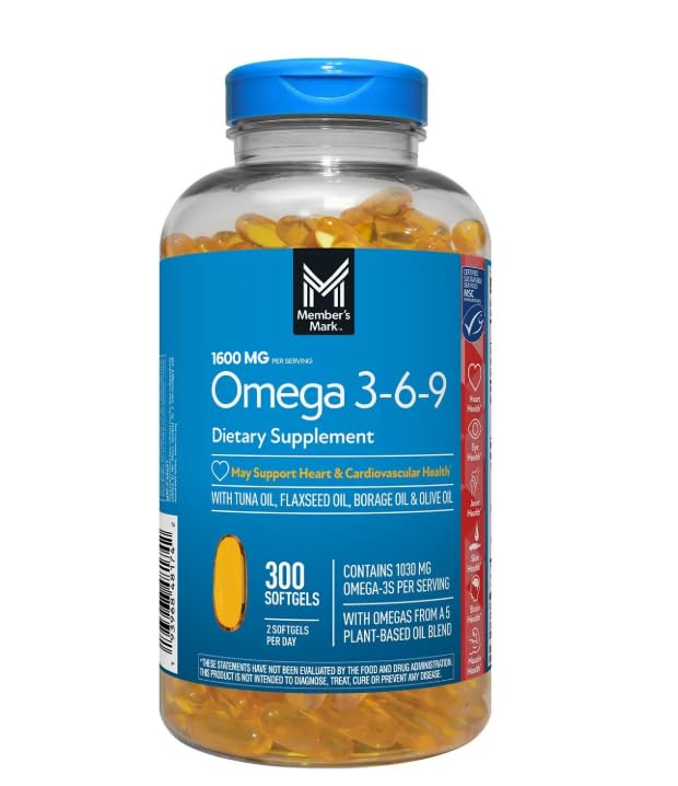 Generic Omega 3-6-9 with Sustainably Sourced Tuna Oil Softgels, 300 Count