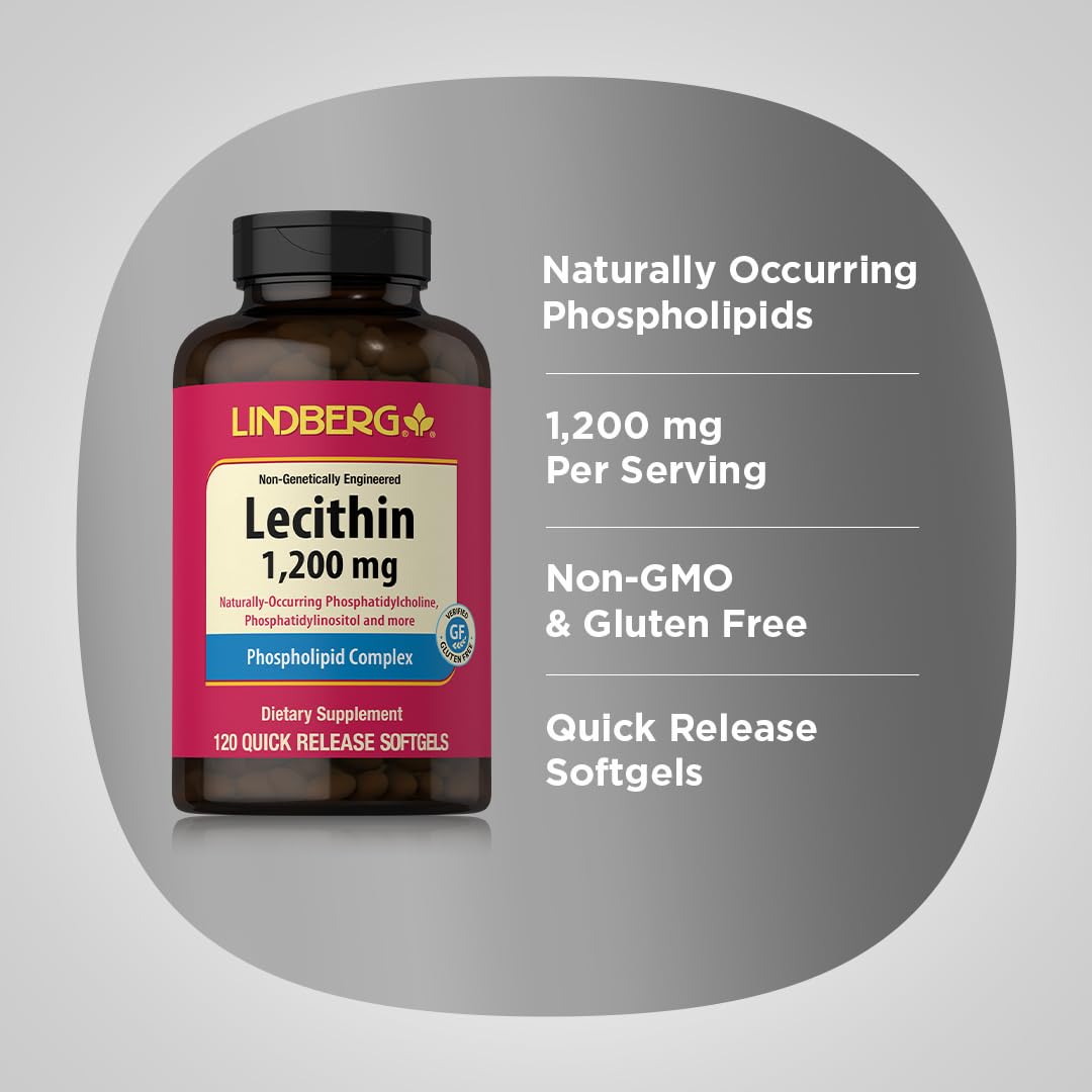 Lindberg Lecithin 1200mg Supplement Softgel Capsules 120