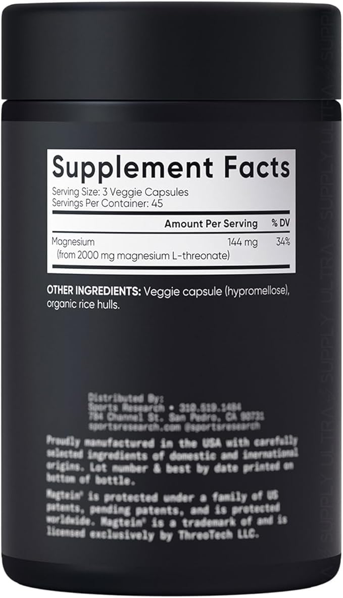 Generic Magnesium L-Threonate 2000mg Veggie Capsules, 135 Count