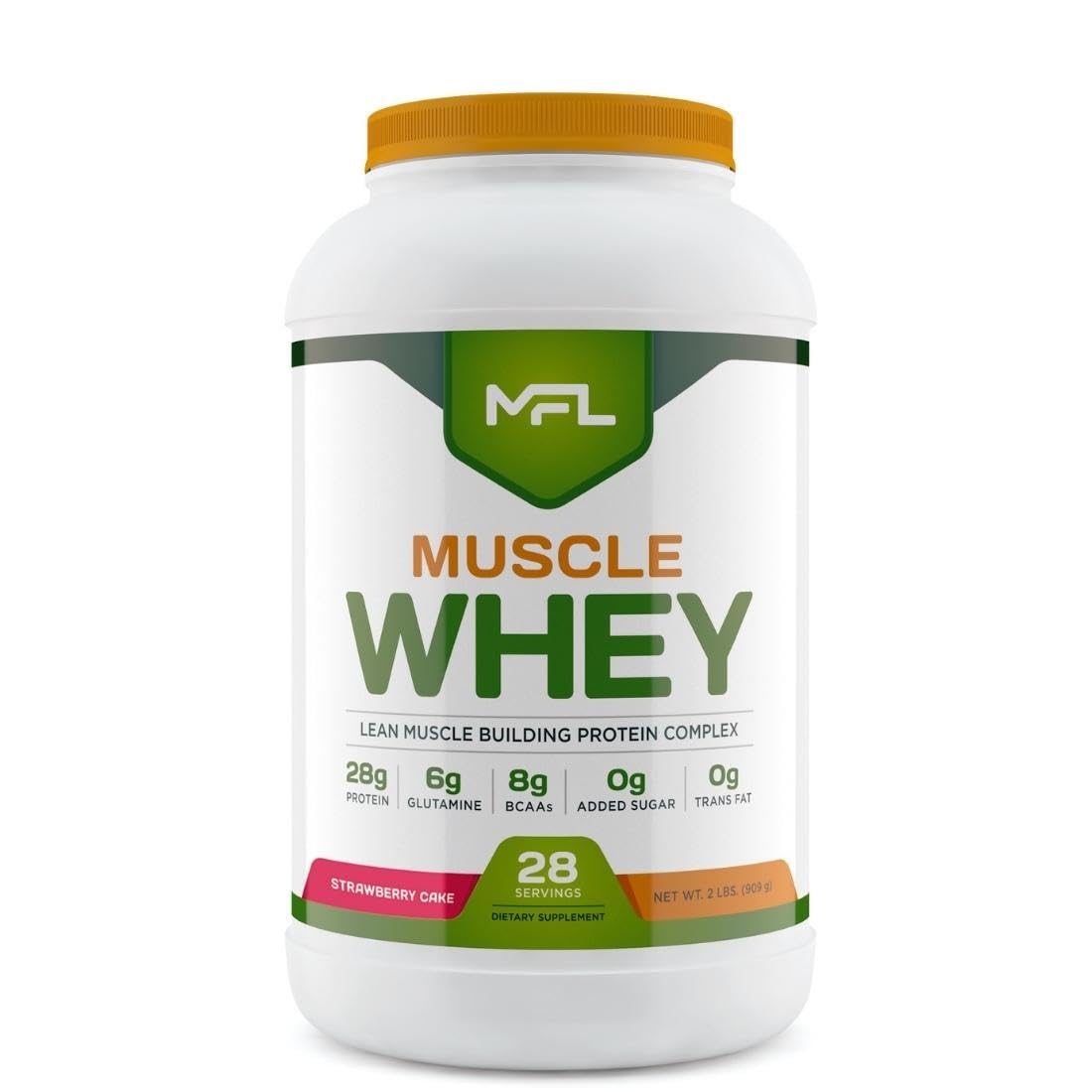 MUSCLE FOOD LABS MFL Muscle Whey Protein Powder, 32 Servings, Strawberry Cake