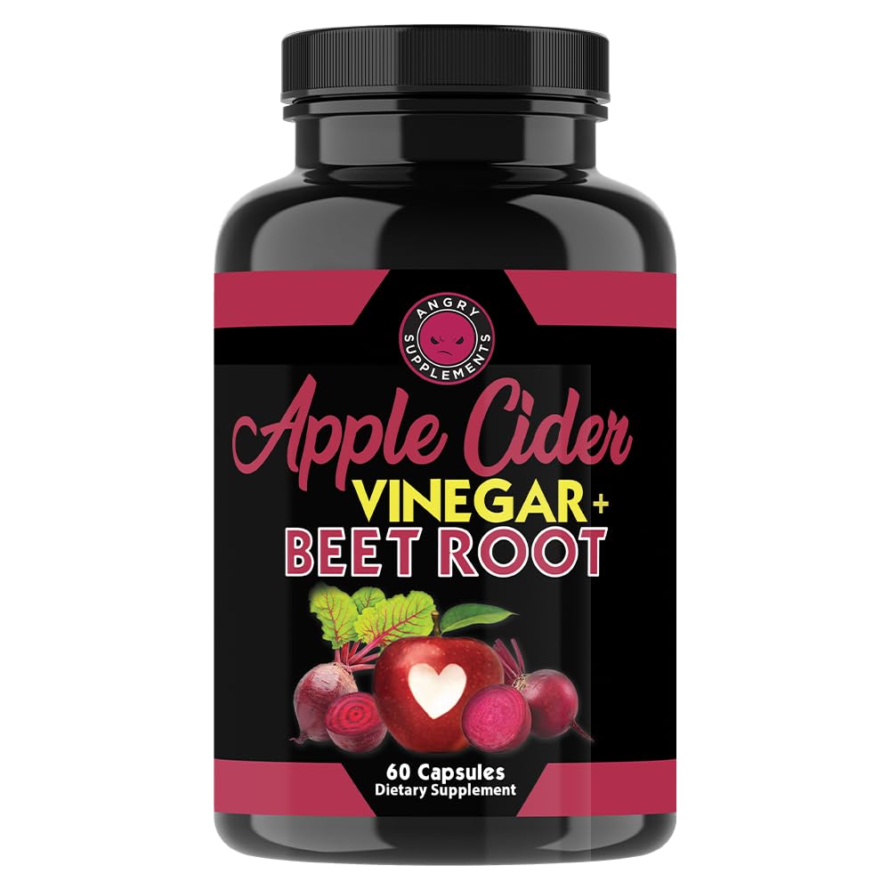 Angry Supplements Apple Cider Vinegar + Beet Root Powder Capsule, 120 Capsules