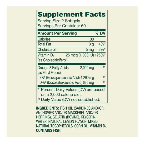 H4U Maximum Care Omega-3 from Fish Oil Dietary Supplement Softgels 120 Count