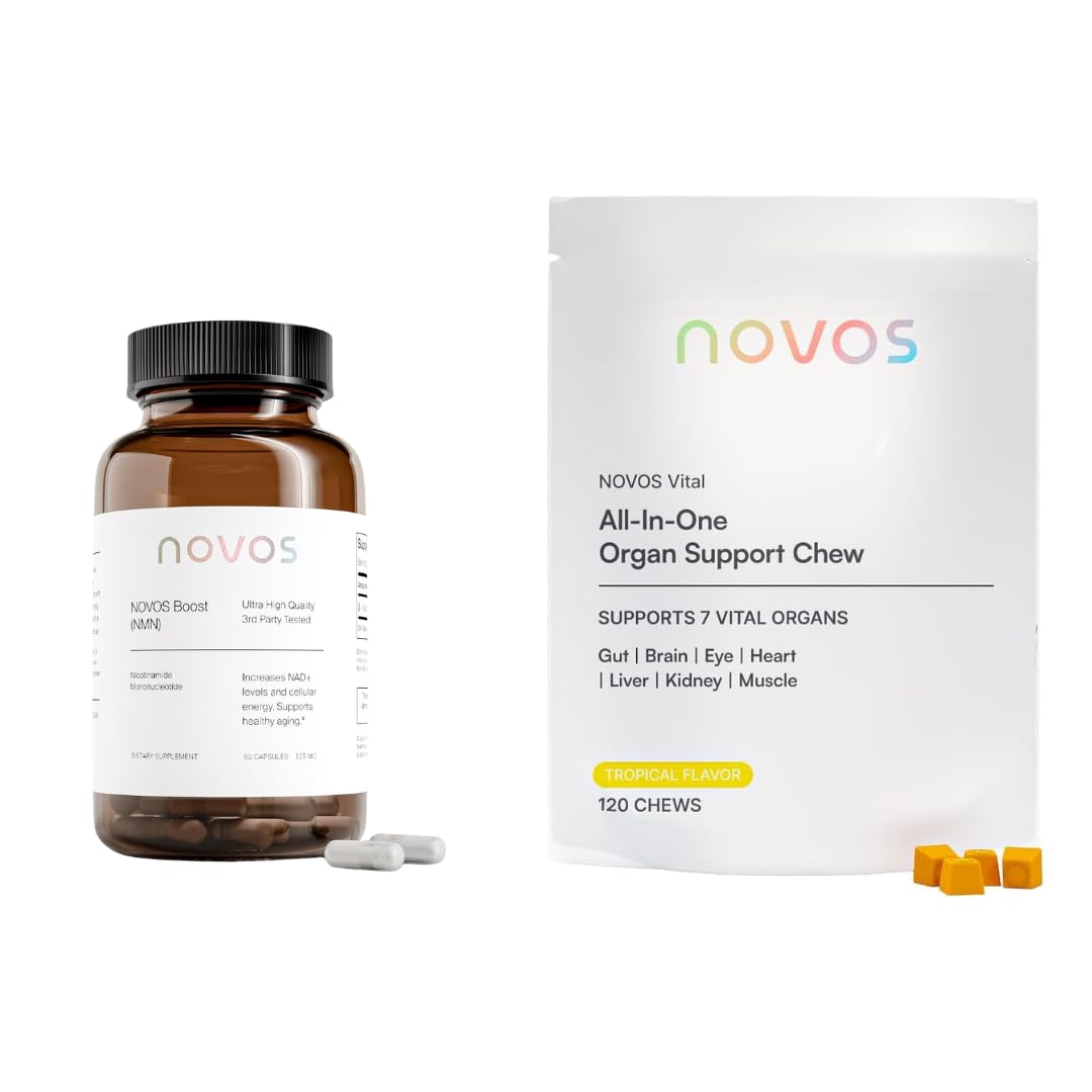 Novos Boost + Vital Cellular Vitality Stack NMN Capsules & Nutritional Chews, 121 Count