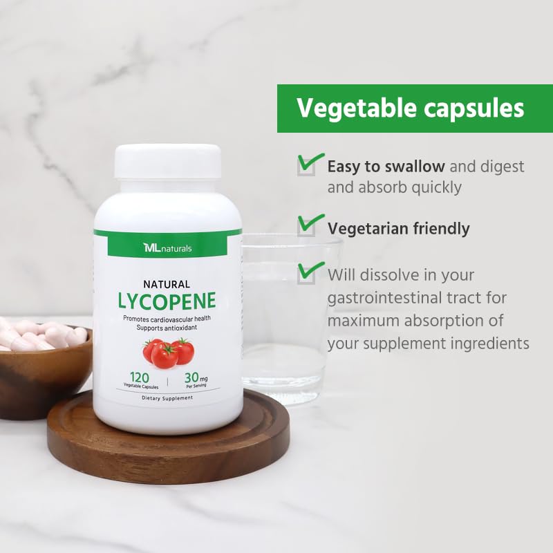 ML Naturals Natural Lycopene 30mg (Per Serving) Capsules, 120 Count