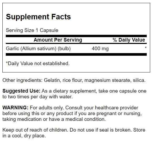 Swanson Full Spectrum Garlic (Cloves) 400 Milligrams 60 Capsules