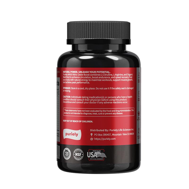 Puriely Nitric Oxide Nutritional Capsule, 90 Capsules