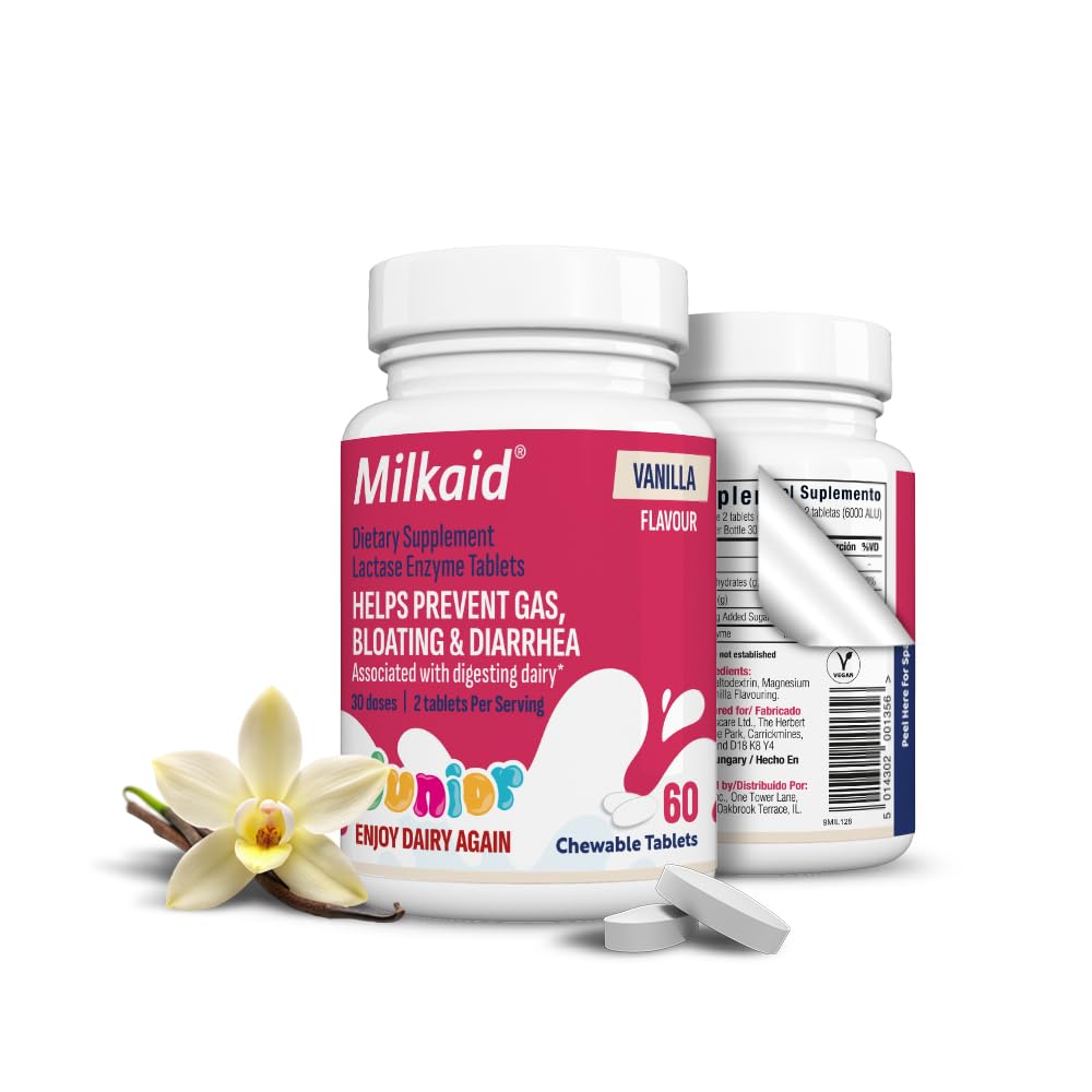 Milkaid Junior Lactase Enzyme Chewable Tablets, 60 Count