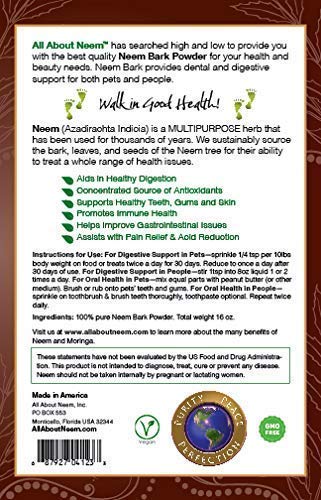 All About Neem Organic Neem Bark Powder Powder 16 oz