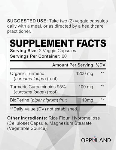 Oppuland Organic Turmeric Capsules 120 Count