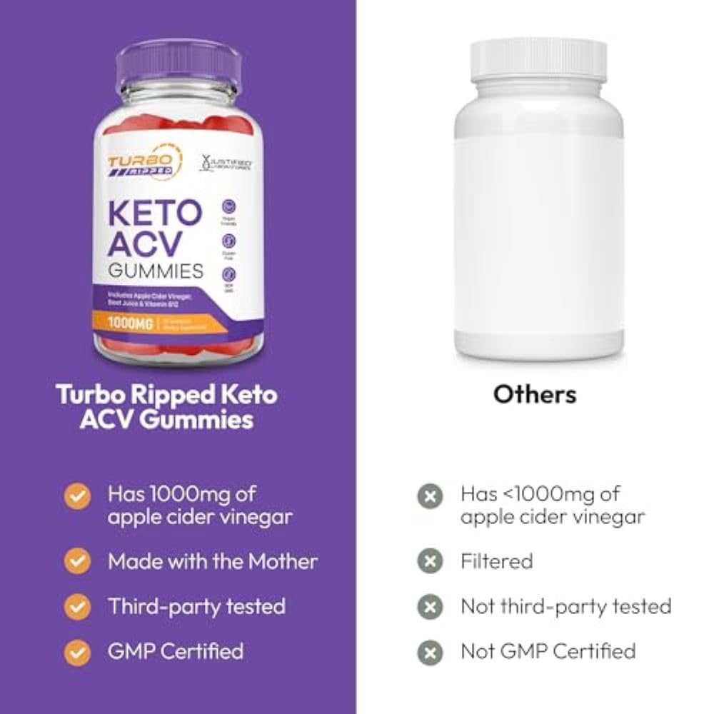 Justified Laboratories Turbo Ripped Keto ACV Gummies (1000 mg), 300 Gummies