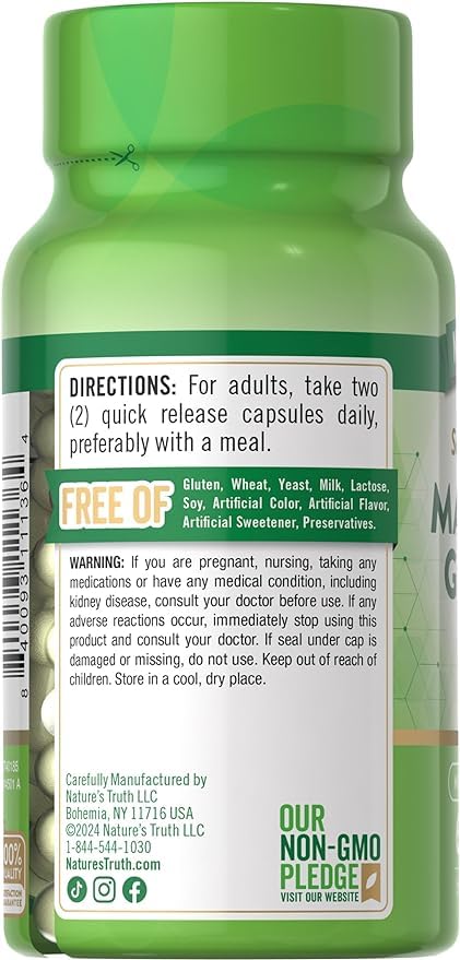 Nature's Truth Magnesium Glycinate Capsules 200mg, 120 Capsules