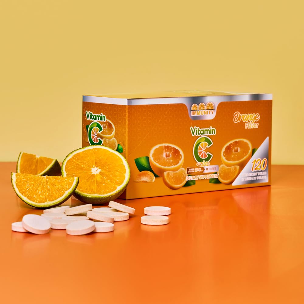 ZIVA Vitamin C + Zinc Effervescent Tablets Powder, 120 Count