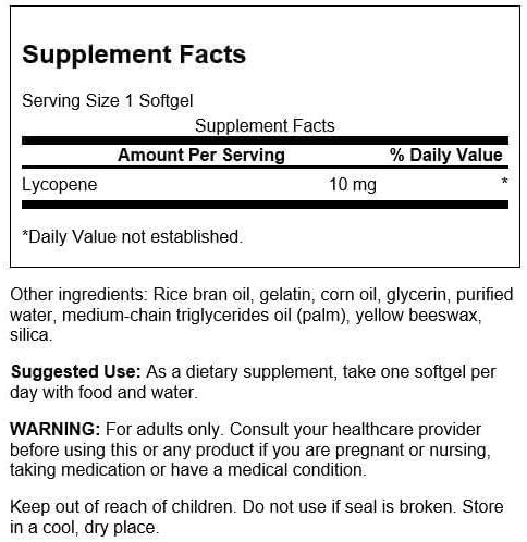 Swanson Lycopene 10 Milligrams Softgels 120