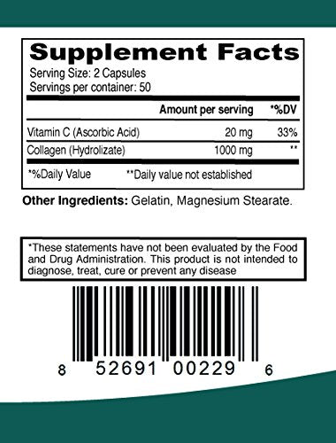 ELP ESSENTIAL Collagen + C Type Collagen Plus Vitamin C 1000mg, Capsules, 100 Count
