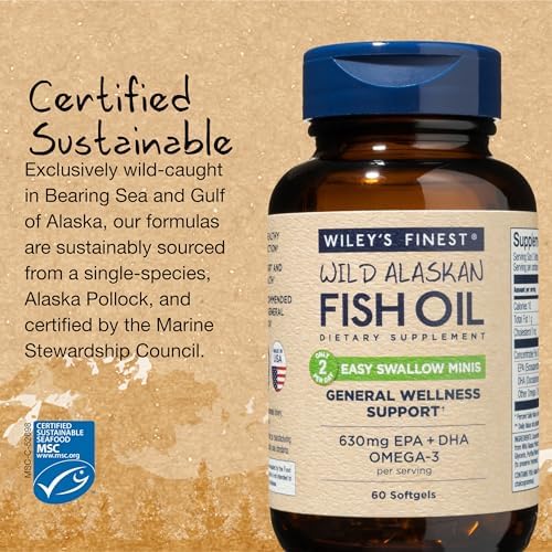Wiley's Finest Wild Alaskan Fish Oil Easy Swallow Minis Softgels 60 Count