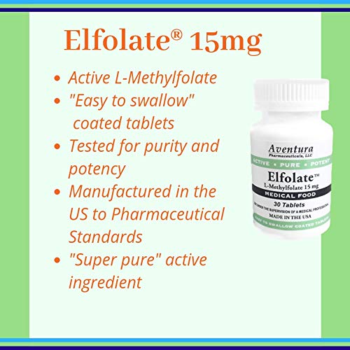 ELFOLATE L-Methylfolate (15 mg) Tablets 100 Count