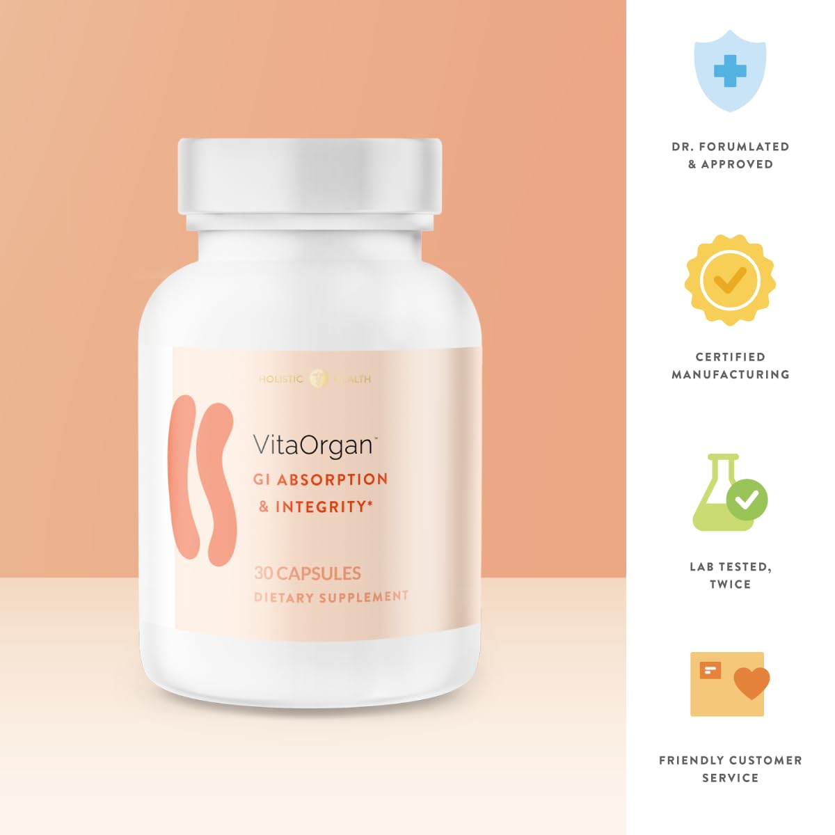 Holistic Health VitaOrgan GI Absorption & Integrity 30 Capsules
