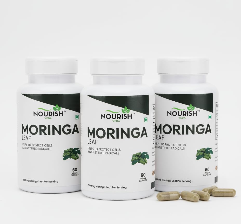 NOURISH VEDA Organic Moringa Capsules 7200 mg, 60 Capsules