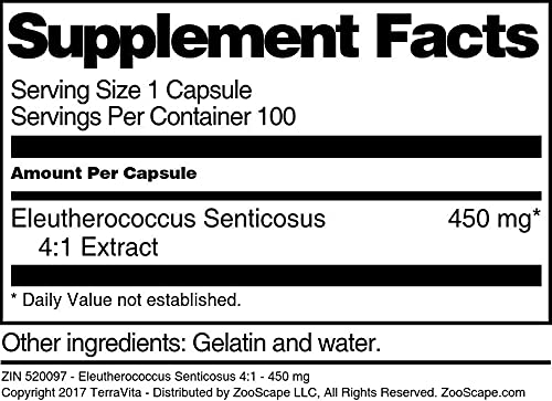 Terravita Eleutherococcus Senticosus 4:1-450 mg Capsules 300