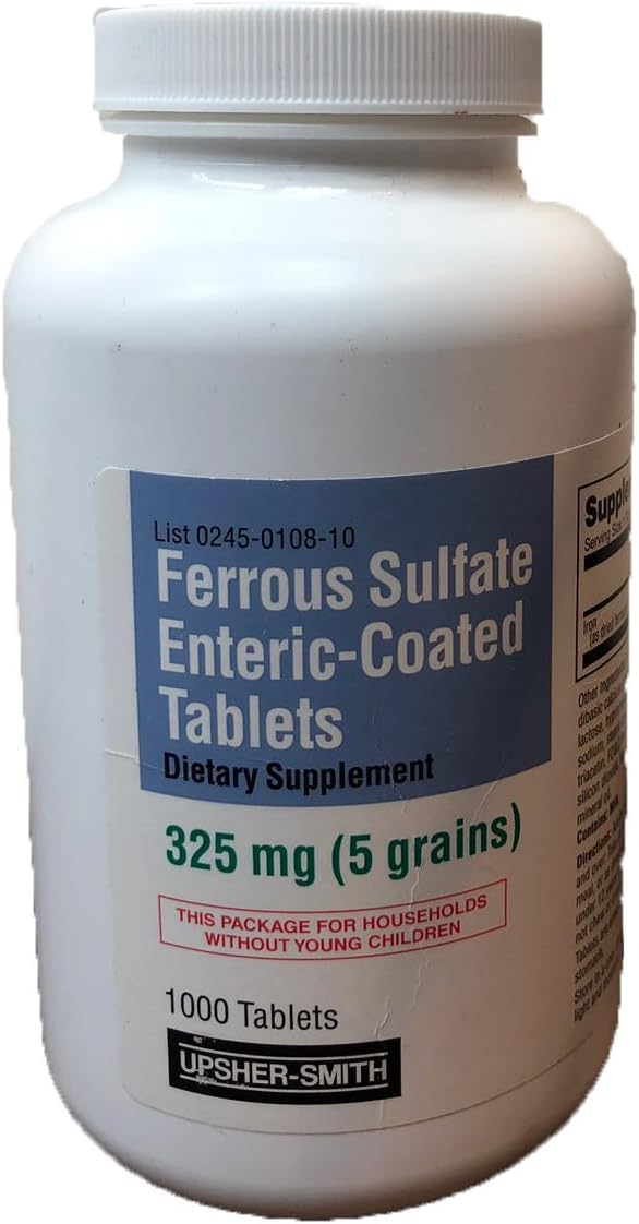 Upsher-Smith Ferrous Sulfate Enteric-Coated Tablets 325 mg, 1000 Tablets