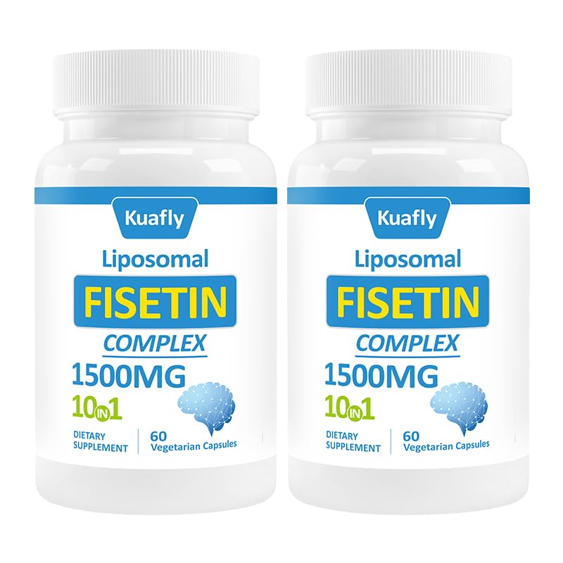 KUAFLY Liposomal Fisetin Supplement 1500MG, 10 in 1 Formula with NAC for Brain Health Support & Antioxidant, Gluten Free Non-GMO, 120 Capsules