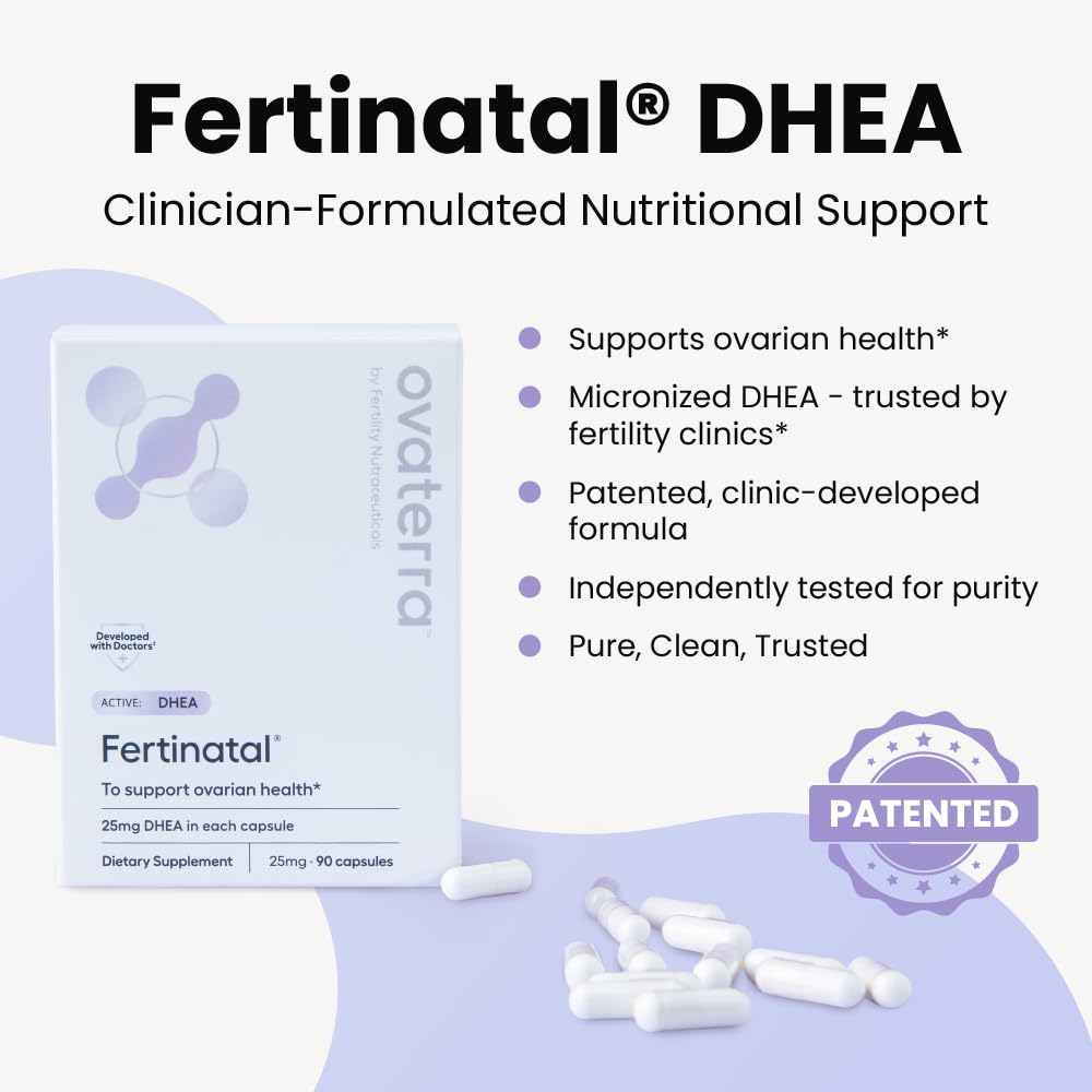 Fertinatal Micronized DHEA Female Natural Plant-Based Fertility Supplement Capsules, 84 Count