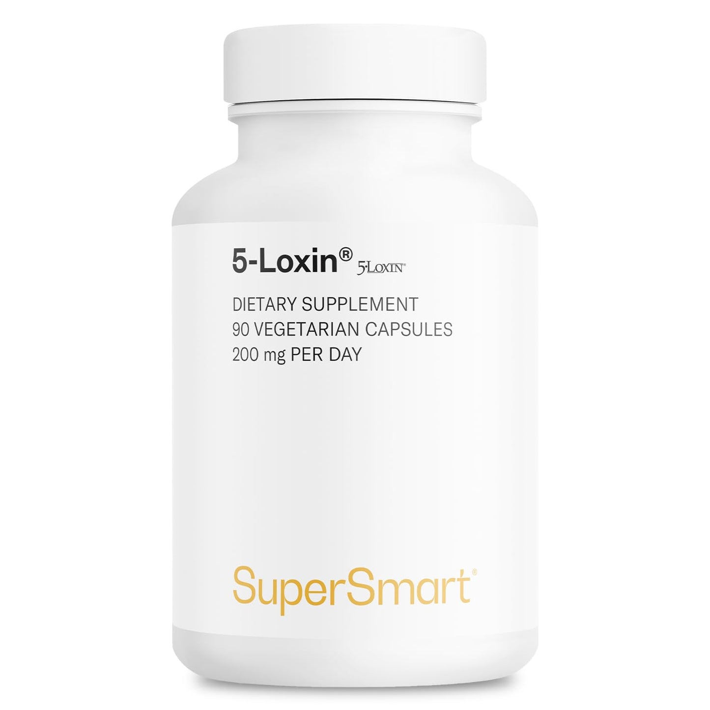 Supersmart 5-Loxin 200mg per Day (Patented) AKBA Supplement - 5-Loxin Boswellia Serrata Extract, Non-GMO & Gluten Free, Capsules, 90 Count