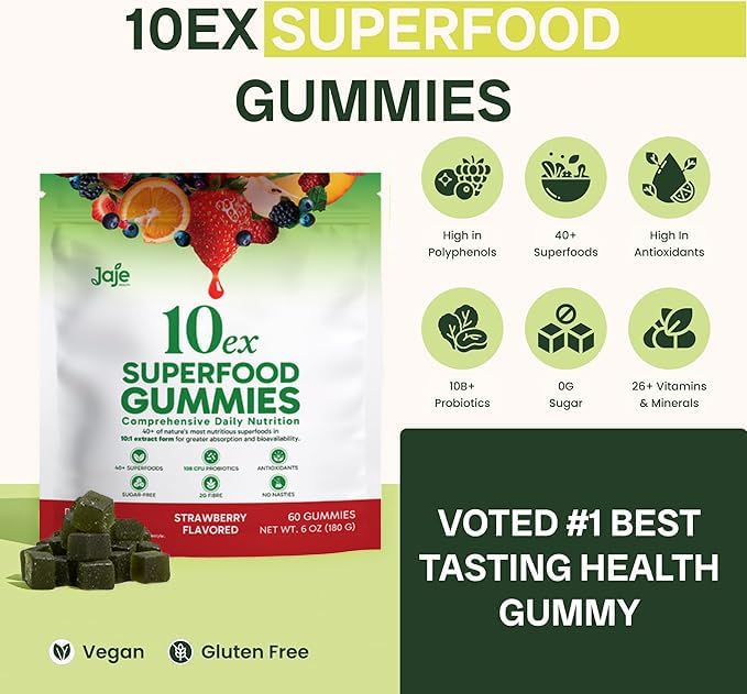 Jaje Health Supergreens Gummies with Probiotics, 120 Count