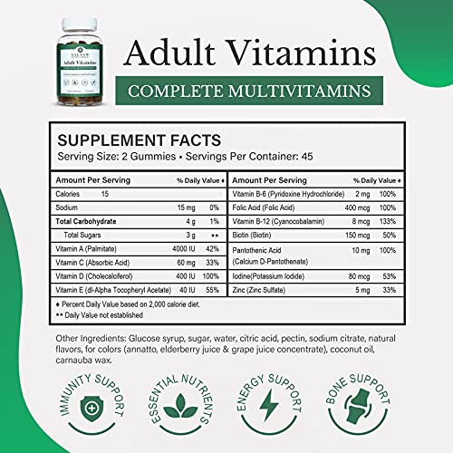Salaam Nutritionals Adult Multivitamins Gummies for Women and Men, 11 Essential Vitamins and Minerals, Chewables, 90 Count, 2 Packs