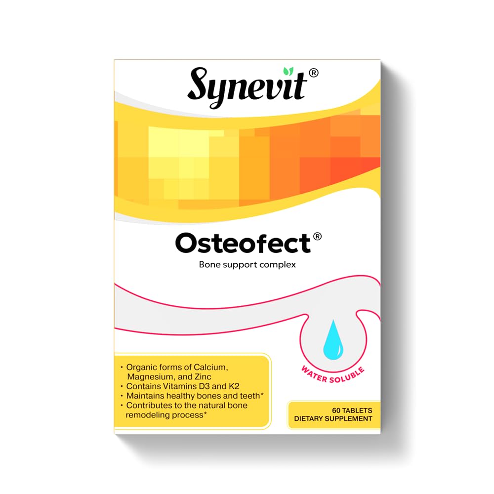 Synevit Osteofect Bone Support Complex, Organic Calcium with Vitamin D3 & K2, Magnesium & Zinc - Supports Healthy Bones & Teeth, 60 Tablets