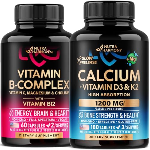 NUTRAHARMONY Vitamin B Complex Capsules & Calcium Tablets, 240 Count