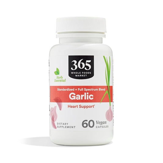 365 by Whole Foods Market, Garlic Dietary Supplement, Vegan Capsules, Supports Heart Health, 60 Count