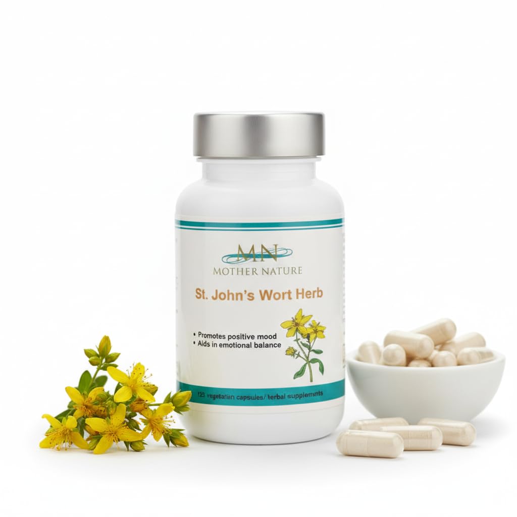 Mn Mother Nature Inc St. John's Wort Herbal Supplement 415mg Hypericum Perforatum Botanical Herb Capsules 120