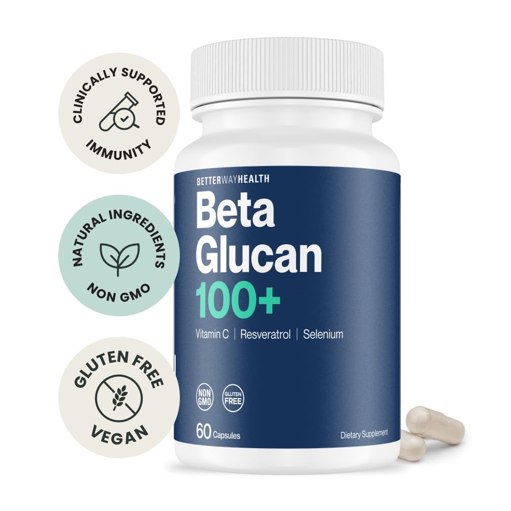 Better Way Health Advanced Immune Readiness 1,3/1,6 Beta Glucan with Vitamin C, Selenium & Resveratrol Capsules, 60 Capsules