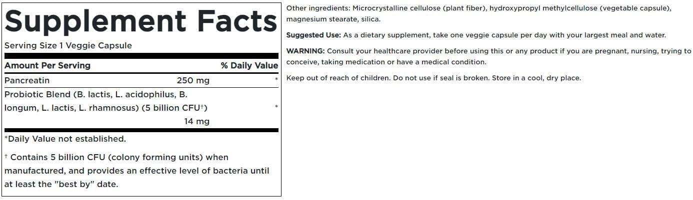 Swanson Probiotic with Digestive Enzymes 5 Billion CFU Capsules 60 Count