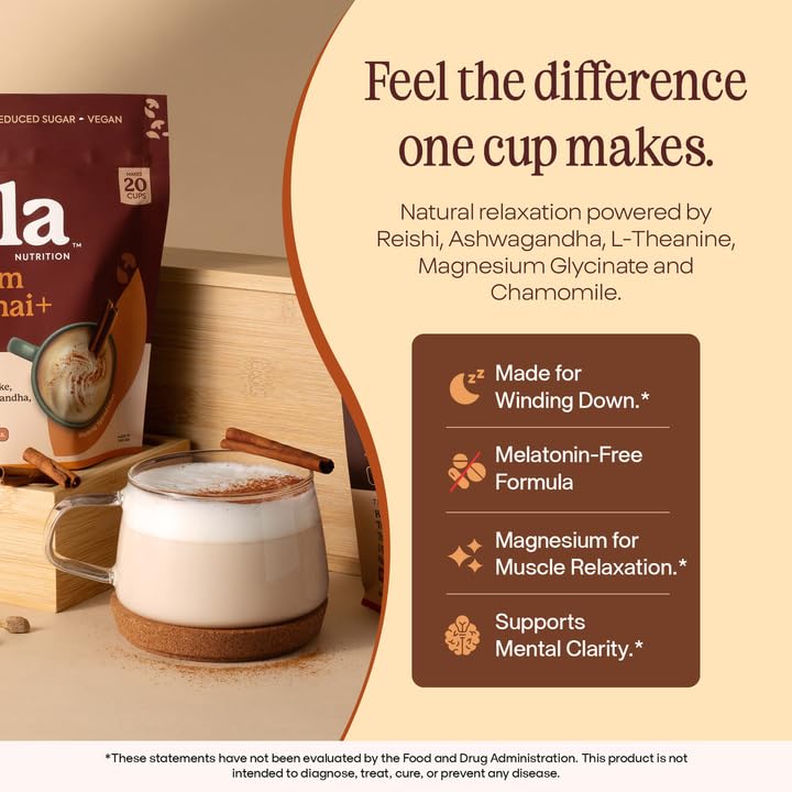 Pella Nutrition Instant Mushroom Spiced Chai Latte for Relaxation Powder 10.6 Ounce