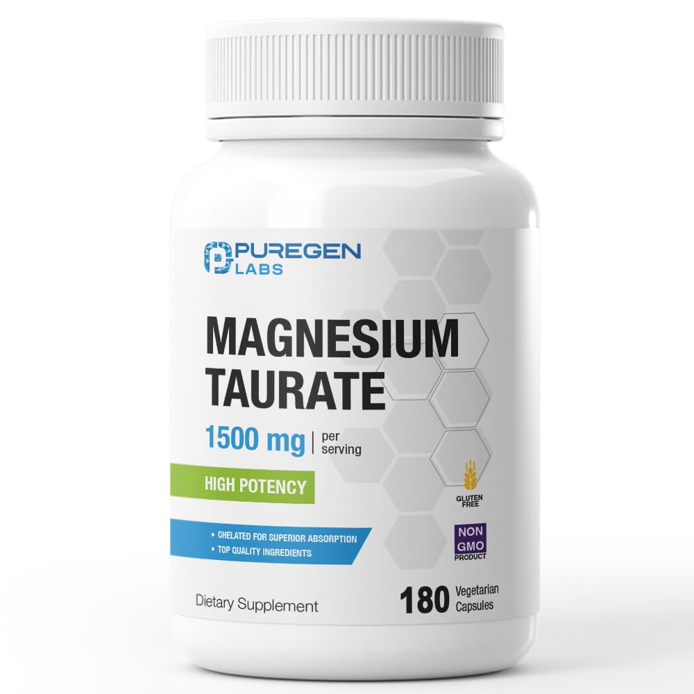 P Puregen Labs Magnesium Taurate 1500mg Capsules 180 Capsules