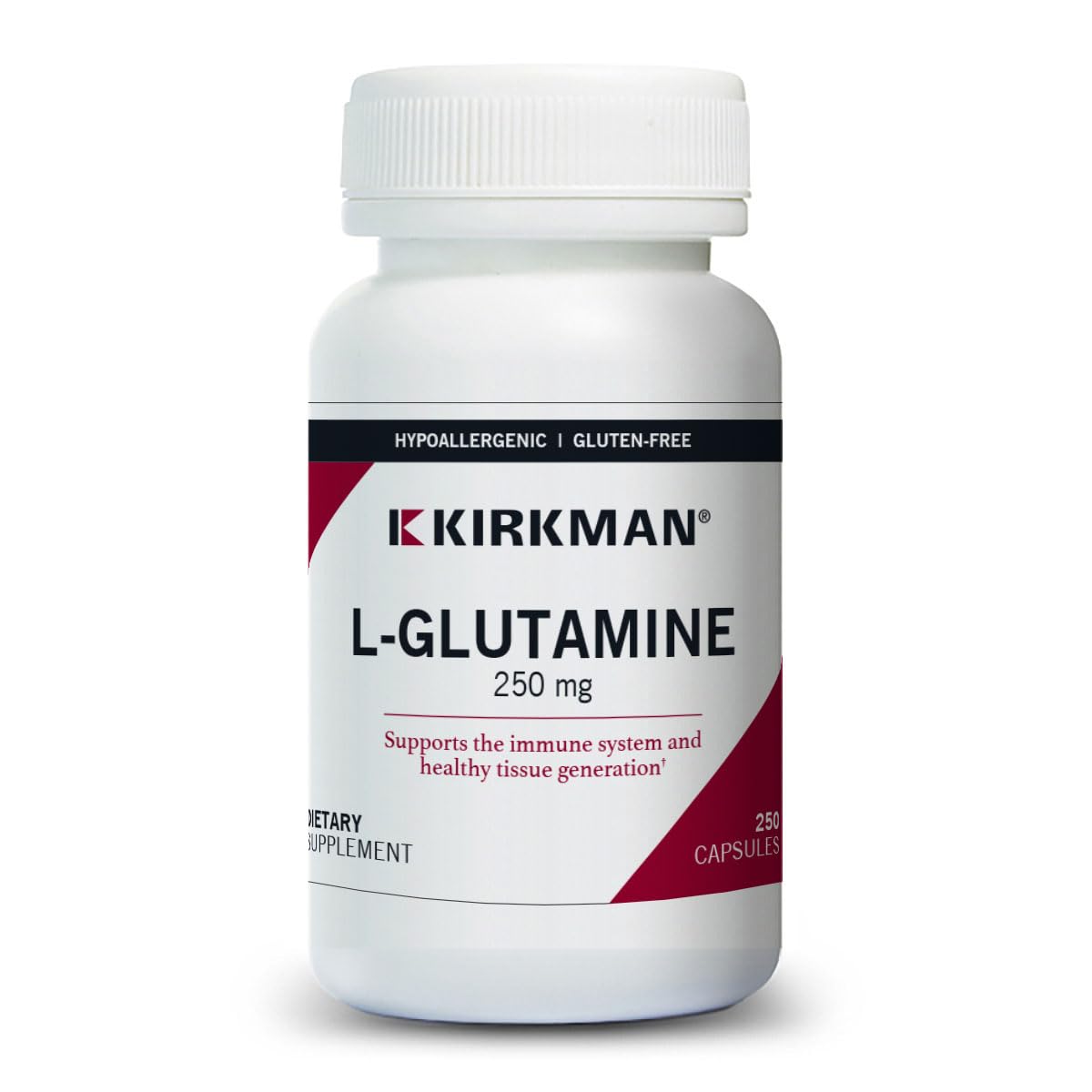 Kirkman L-Glutamine 250 mg Capsules, 250 Count