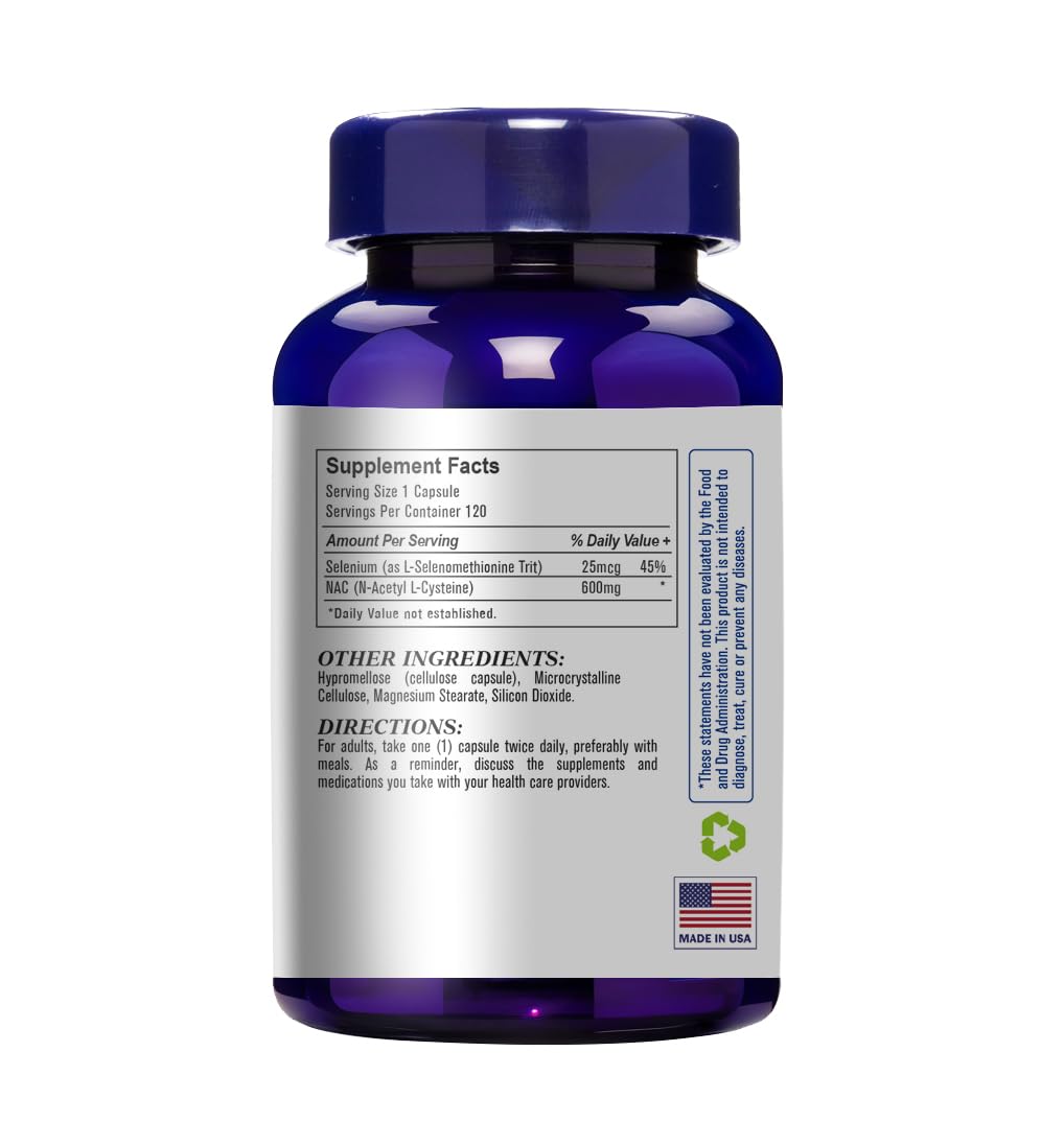 Esmond Natural NAC 600mg with Selenium Vegan N-Acetyl L-Cysteine Capsules, 120 Capsules